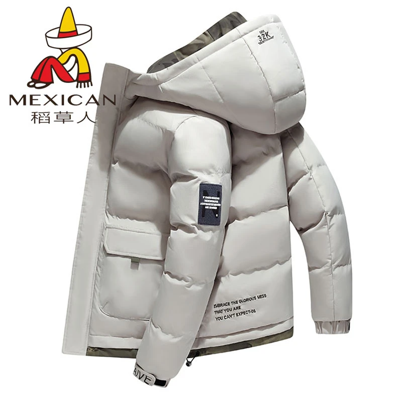 稻草人男士冬季棉袄潮流时尚百搭连帽棉服新款加厚休闲保暖棉衣