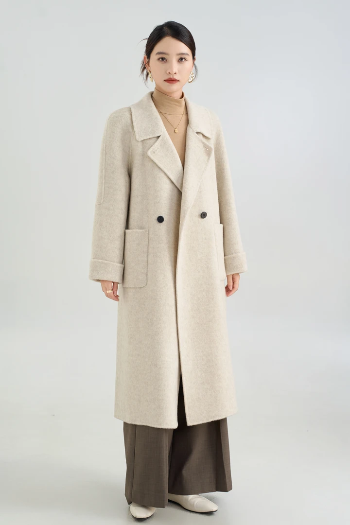 001-027高级感双面大衣高端时尚气质短中长大衣外套双面呢中长款