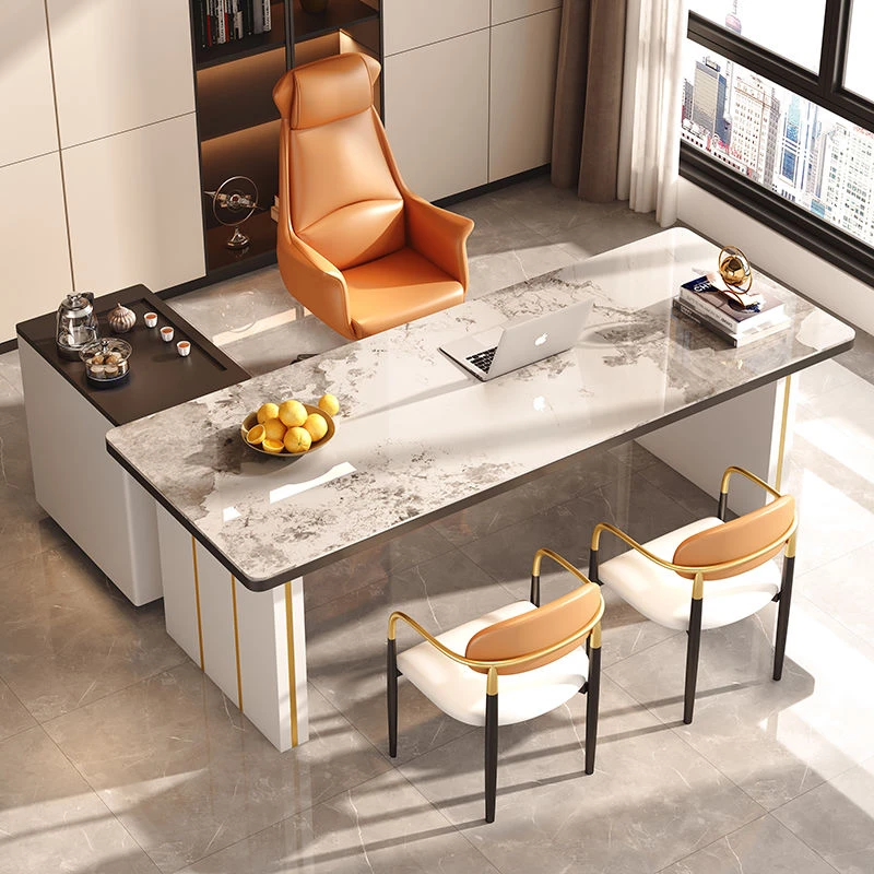 岩板岛台茶桌椅组合轻奢现代简约办公桌餐桌茶几家用茶台多功能