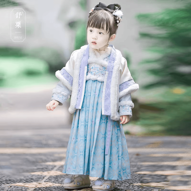 舒栗【寒香】汉服女童外套2023冬新品暖冬加绒加厚拜年服中国风儿童