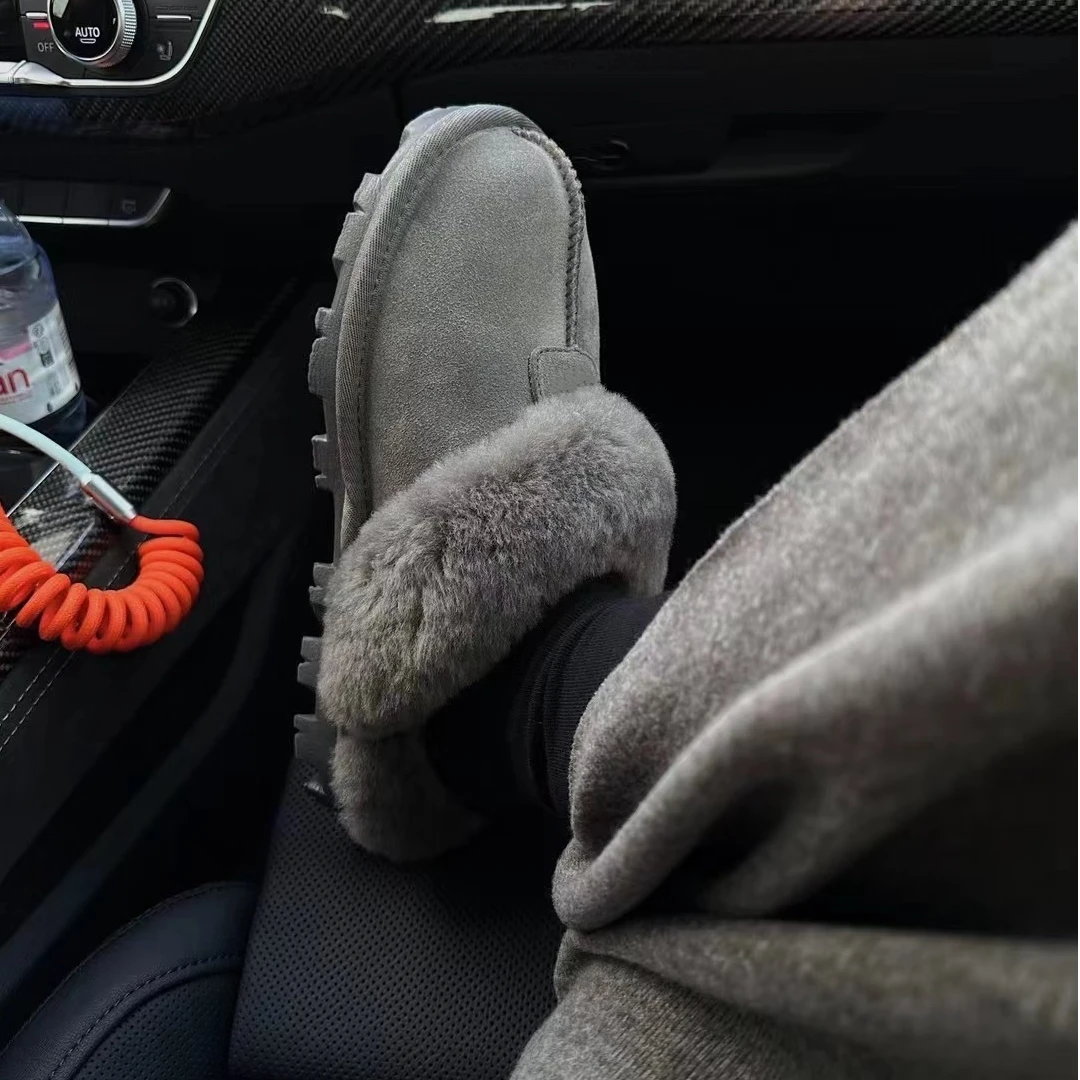 【薄底星拖】桑坡2025款内里羊毛一体通勤时尚保暖加厚休闲雪地拖