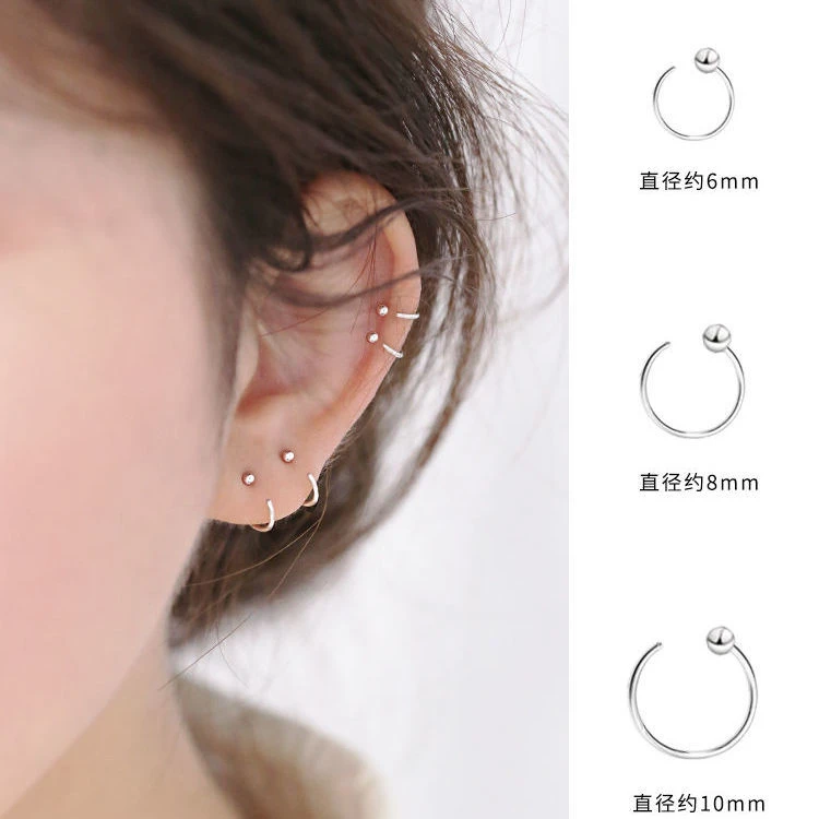 ins简约百搭圈豆耳环女圆圈养耳洞耳圈气质甜美耳饰