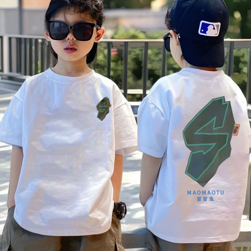 男童短袖t恤儿童夏装2025夏季纯棉新款上衣中大童装宽松半袖体恤