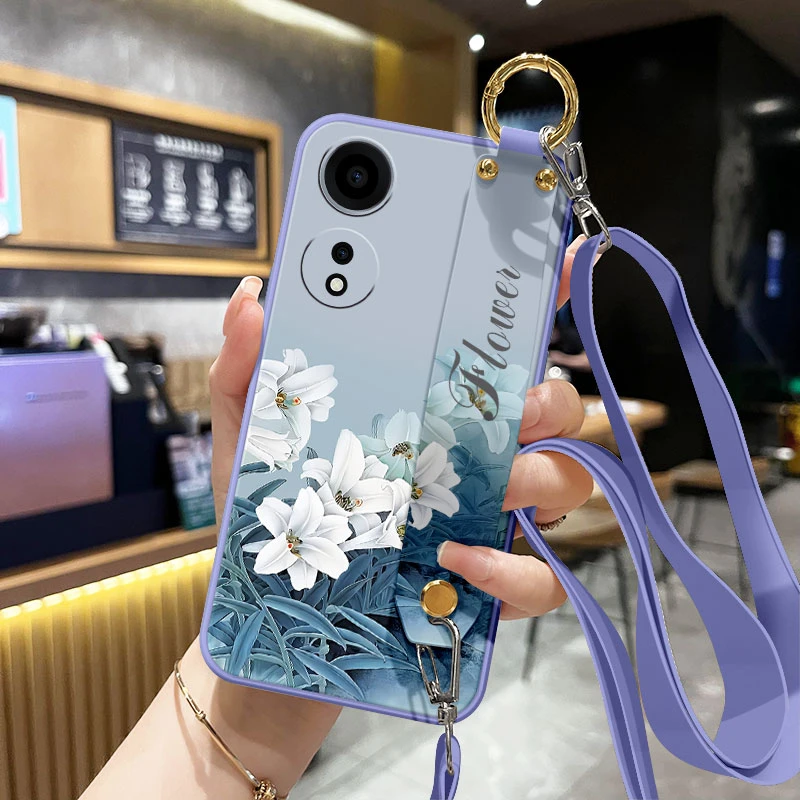 OPPOA58手机壳A57软硅胶A56防摔A55腕带53保护套女斜跨挂脖绳背带