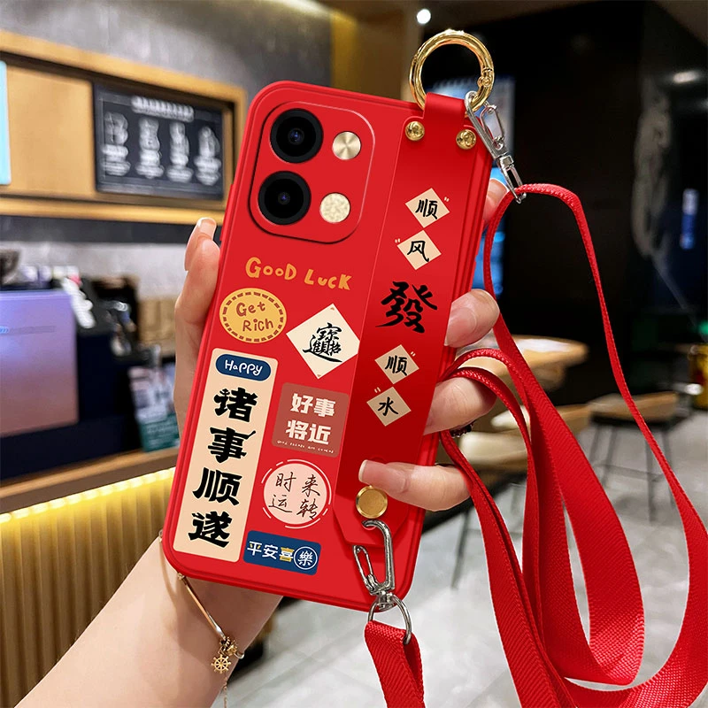 OPPOReno9手机壳9Pro+软硅胶Reno8防摔腕带全包女斜跨挂脖绳背带
