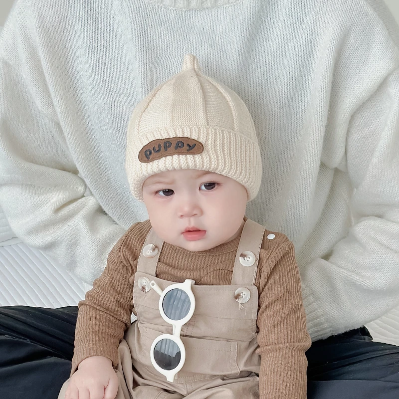 婴儿帽子秋冬针织帽宝宝奶嘴帽新生儿护囟门胎帽小月龄保暖毛线帽