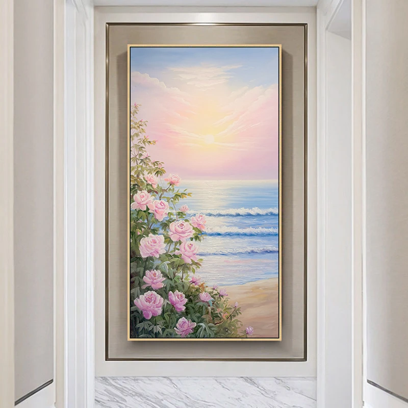 《海上繁花》纯手绘油画现代简约抽象入户玄关装饰画客厅沙发挂画