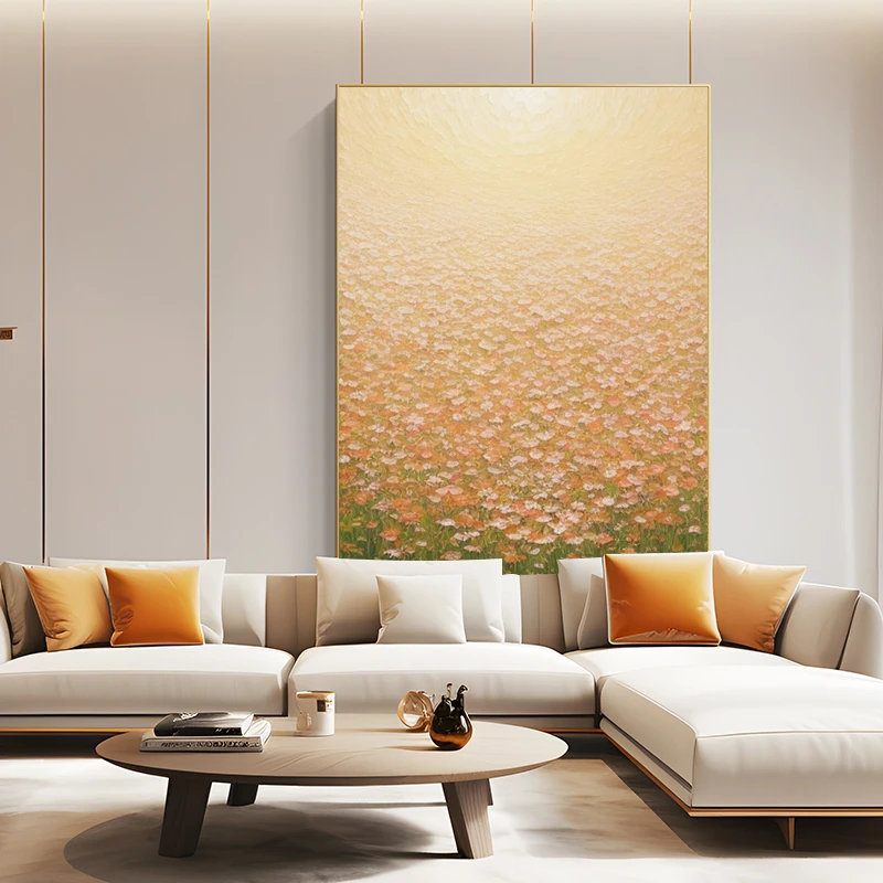 【幸福花伴】纯手工手绘油画入户玄关装饰画现代简约走廊过道挂画