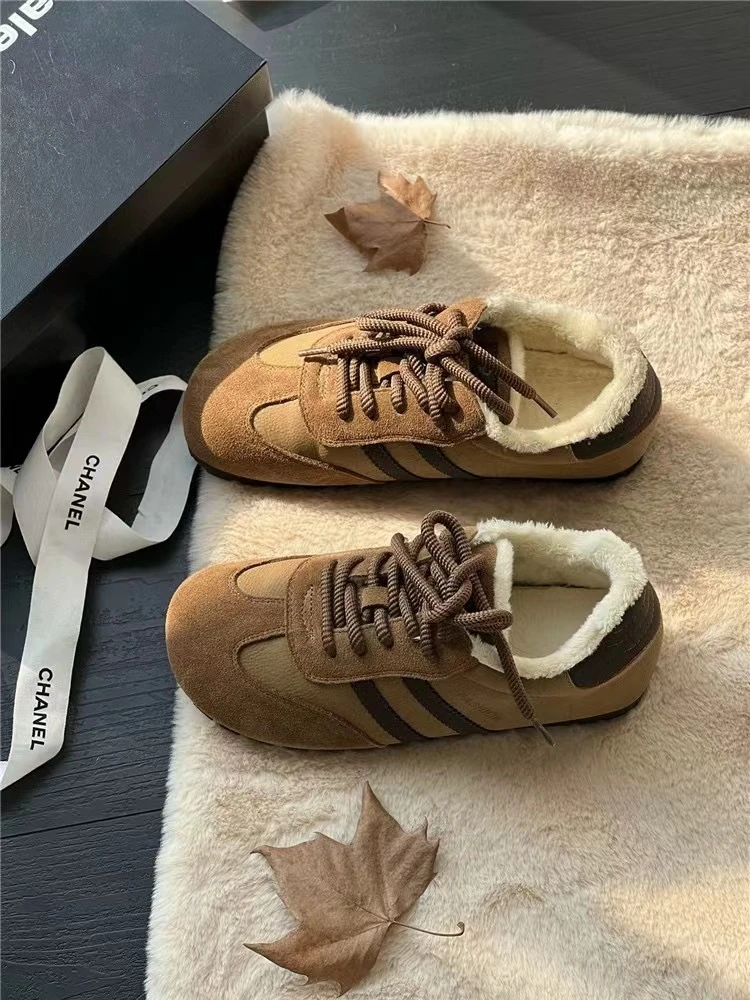 圆头复古德训鞋加厚休闲鞋女轻薄休闲百搭运动鞋ins