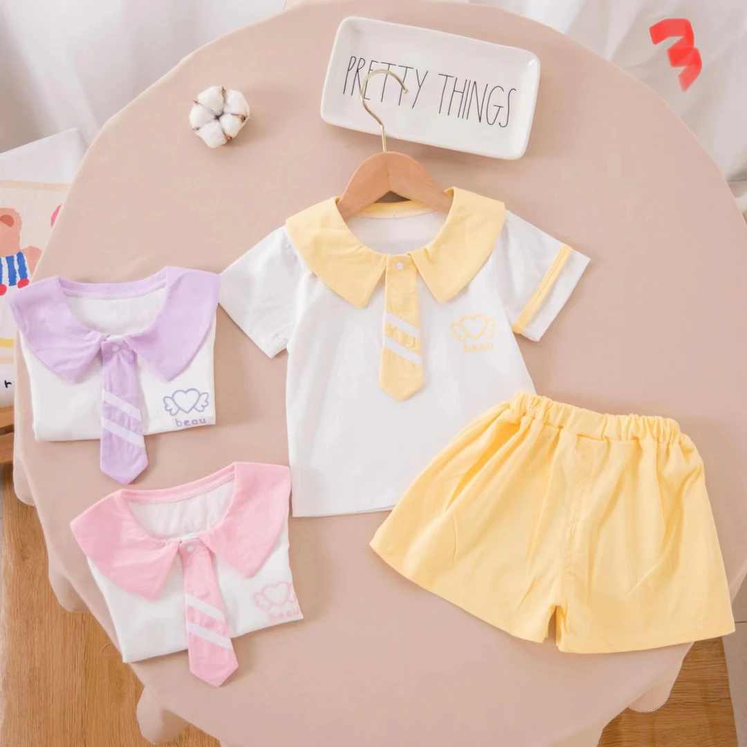 2号《主播给号再拍》婴幼儿洋气纯棉薄款分体套装甜美娃娃领翻领