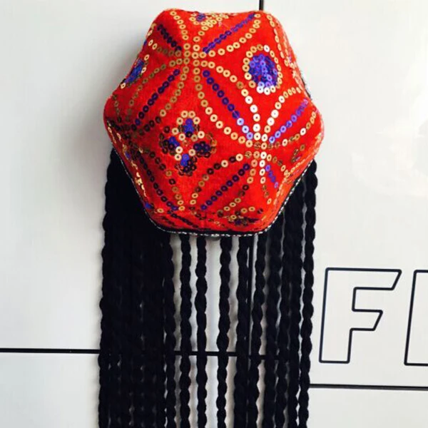 热销特价包邮新疆帽子维族少数民族头饰舞蹈六角小辫子帽镇店之宝