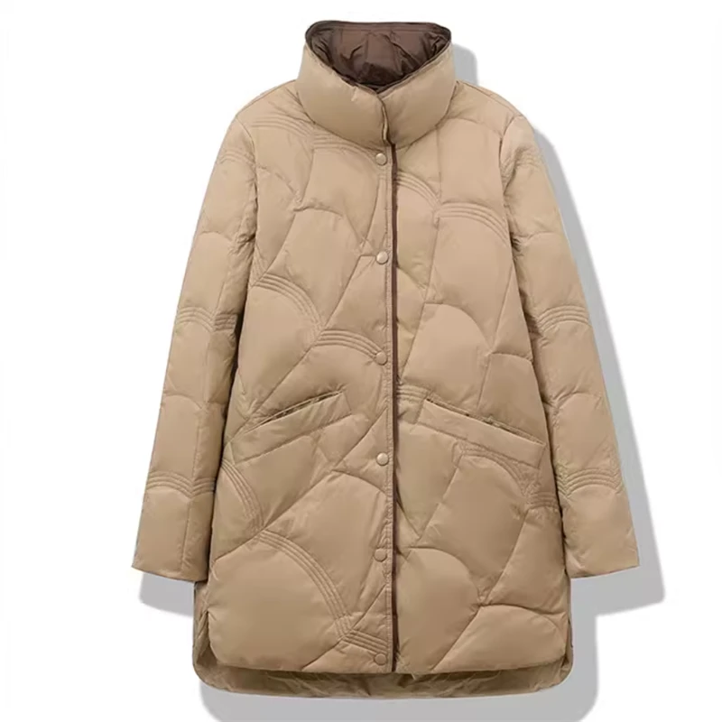 清仓 ！轻薄羽绒服女中长款宽松白鸭绒轻便显瘦薄款冬季保暖外套