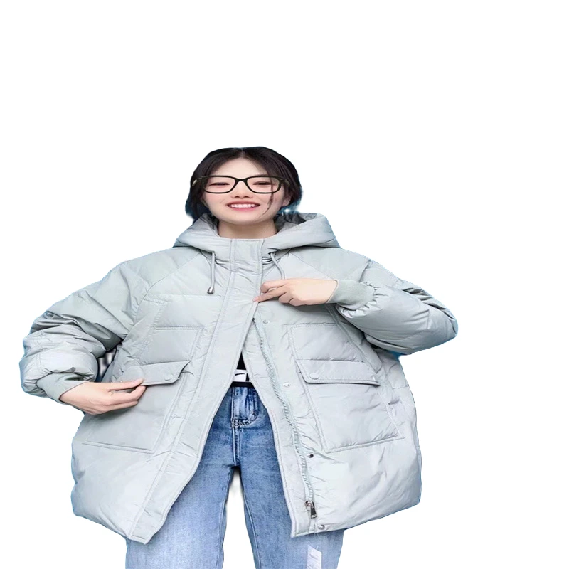 清仓 ！冬季浅绿色羽绒服女中长款新学生宽松连帽拉链加厚