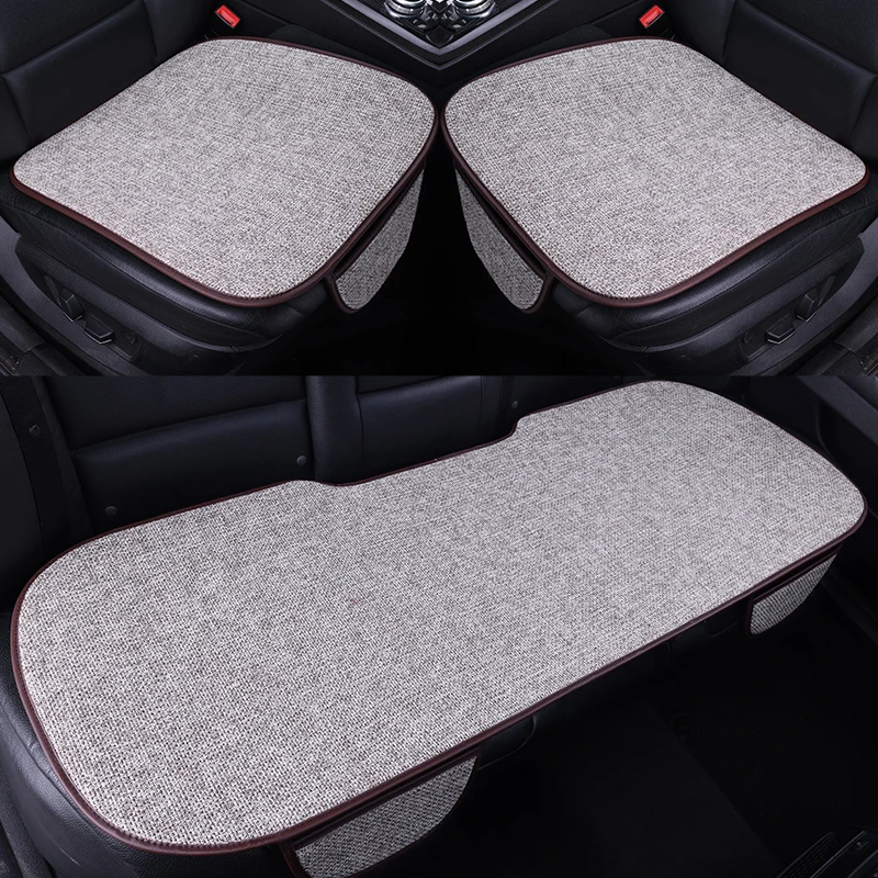 亚麻汽车坐垫单片垫子车载三件套车内后排座垫车垫四季通用座椅垫