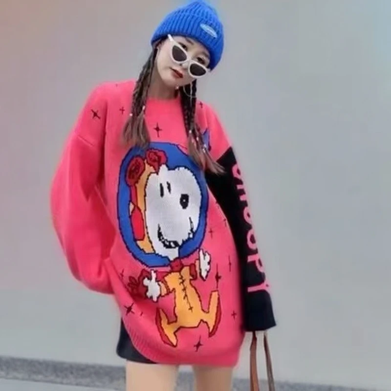 潮牌慵懒风卡通针织衫宽松显瘦秋冬毛衣