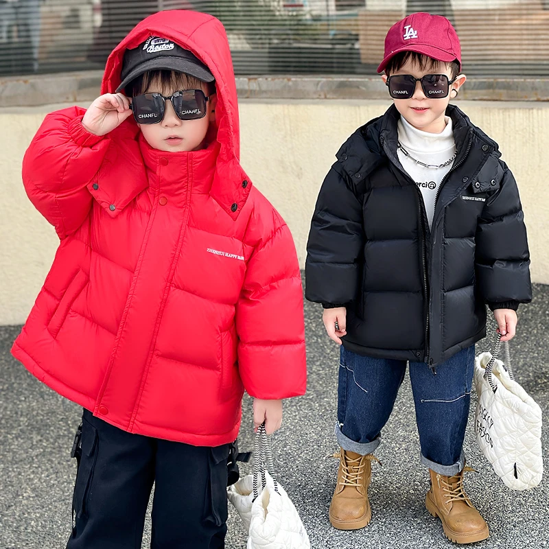 儿童羽绒服加厚女童装御寒保暖立领连帽洋气宝宝秋冬季童装羽绒服
