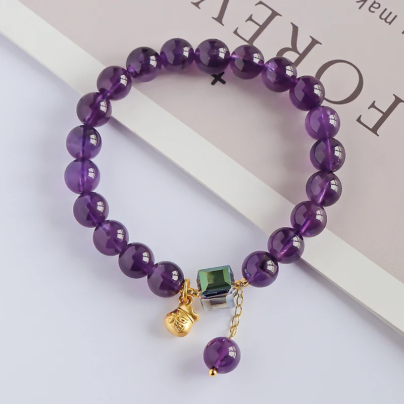天然紫水晶九紫离火小福袋温柔风女款手串手链多样性发一-6879