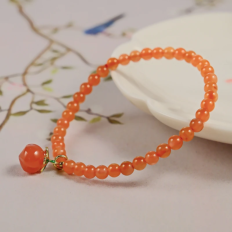 盐源玛瑙配南红单圈手链 -6520