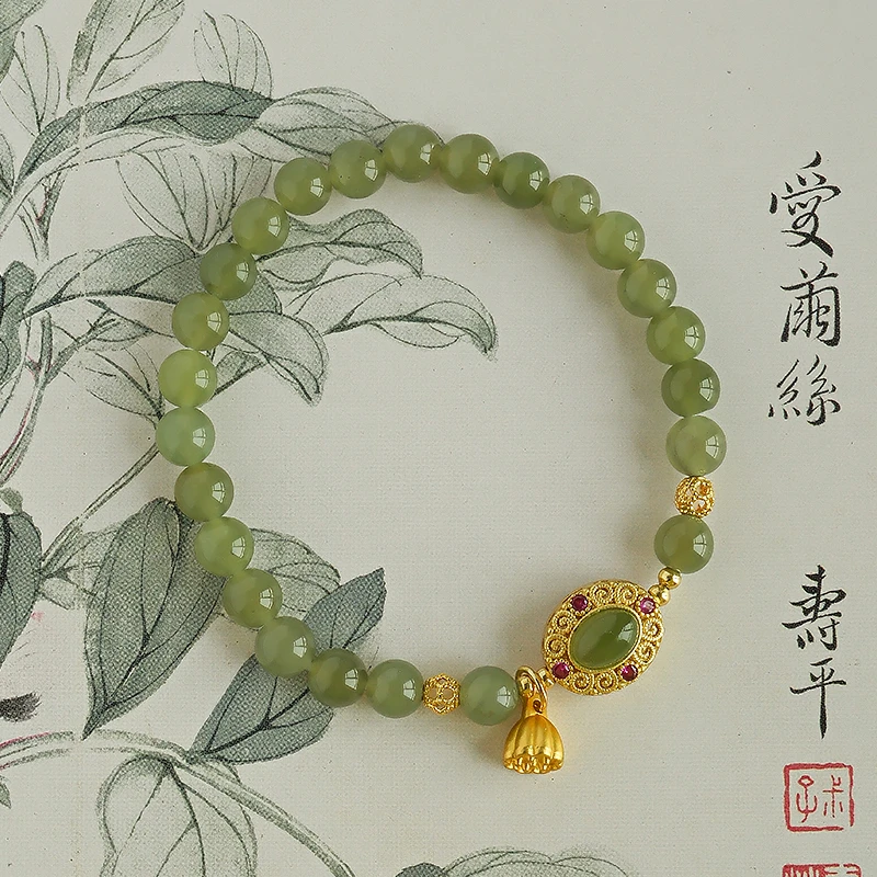 精致古风和田玉莲蓬国风手链 多样性发一-Y0217