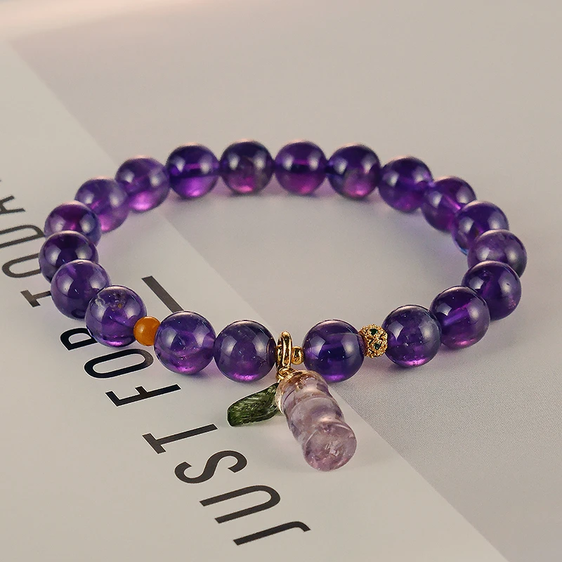 时尚轻奢原创设计天然紫水晶简约素圈女款手链-6362