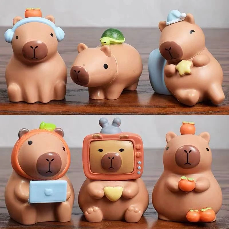 小憨豆卡皮巴拉盲盒 Capybara手办桌面卡通水豚公仔蛋糕摆件礼物