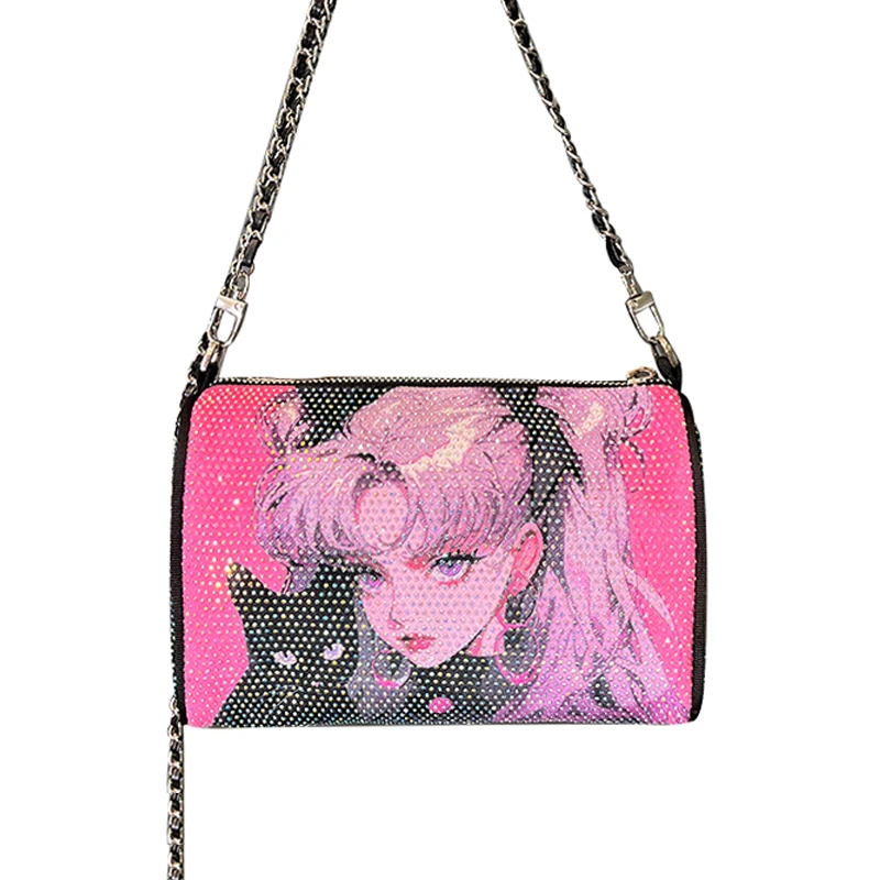 爆闪镭射钻拉古时尚斜挎包个性