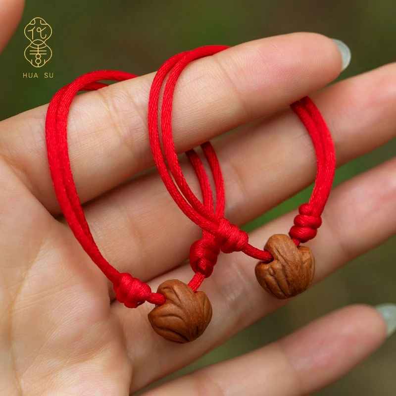 保真桃木桃核红绳手链成人婴儿童宝宝惊新生护防压身吓本命年手串