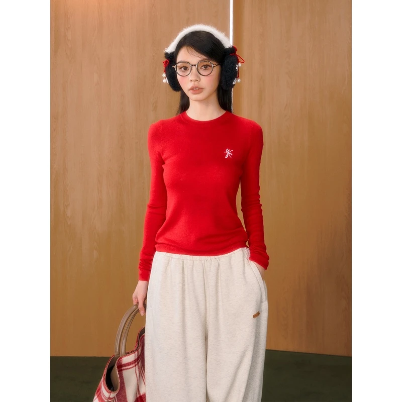 NECY 23SS "梅花"系列 四色基础毛织长袖修身内搭轻薄性感打底衫