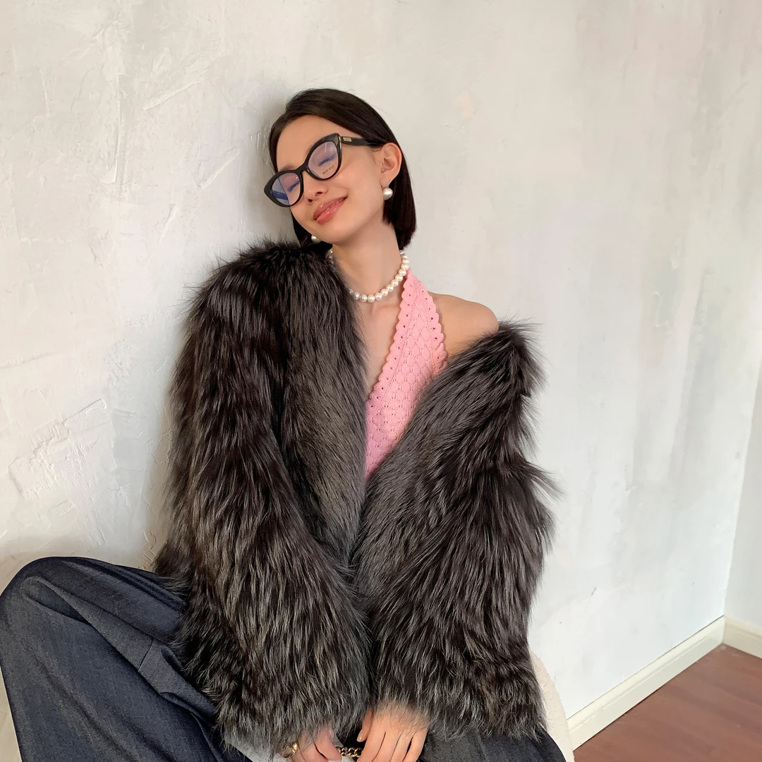 JM「银河画舫」芬兰进口银狐狐狸毛皮草外套女短款