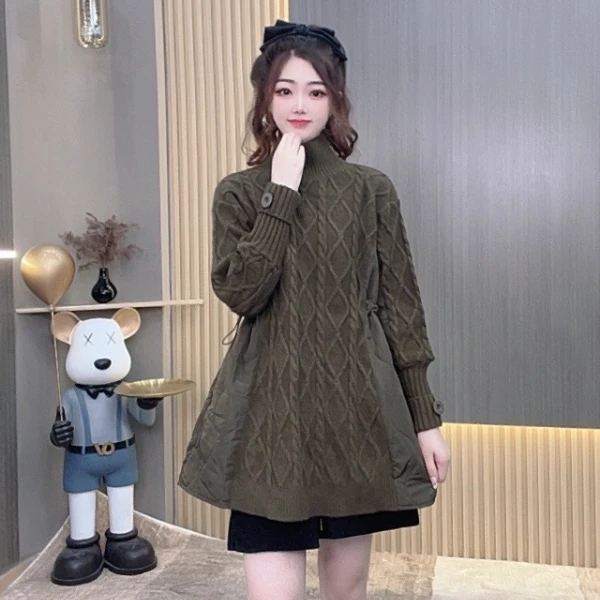 秋季新款时尚宽松拼接针织毛衣25