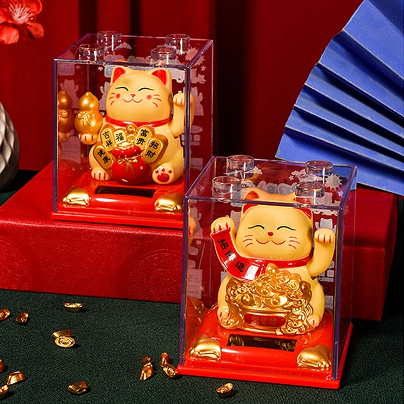招财猫太阳能自动招手招财摆件开业桌面收银台发财车载礼物品送礼