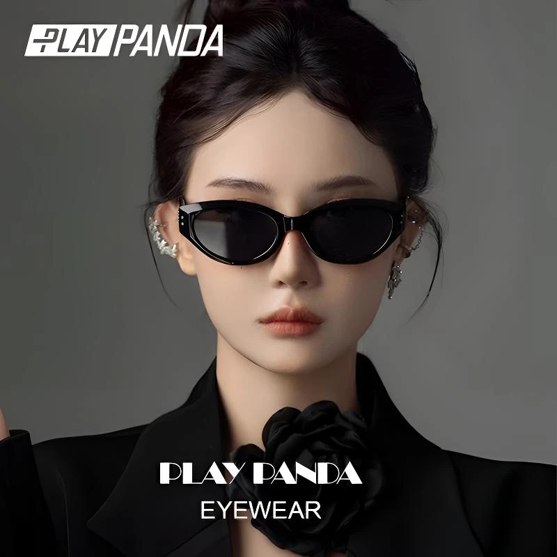 PLAYPANDA猫眼墨镜女方圆脸显小时尚近视偏光遮阳高级感太阳眼镜