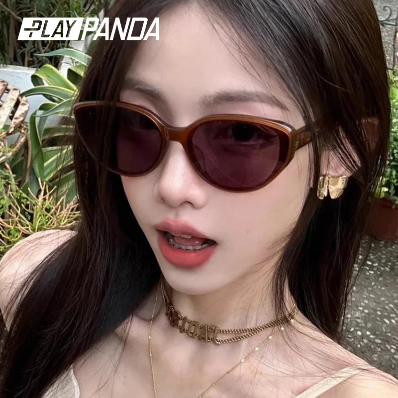 PLAYPANDA复古猫眼墨镜女夏时尚百搭街拍墨镜遮阳防紫外线太阳镜