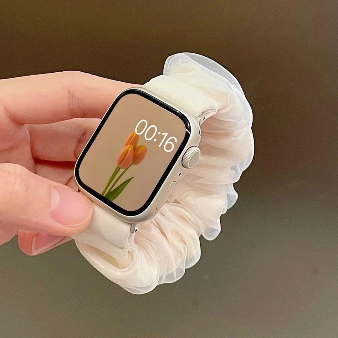 小清新细砂发圈表带 适用苹果手表S10通用applewatchSE表带S9女款