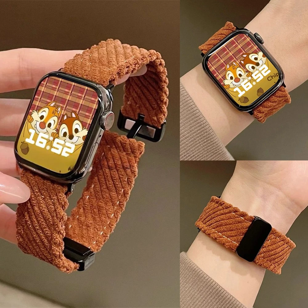 灯芯绒磁吸折叠扣表带 适用于苹果手表S10applewatchS9表带SE通用