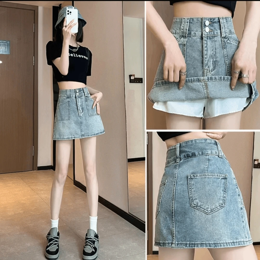 清凉牛仔短裙女夏2025新款高腰显瘦百搭内衬防走光裙子显瘦半身裙