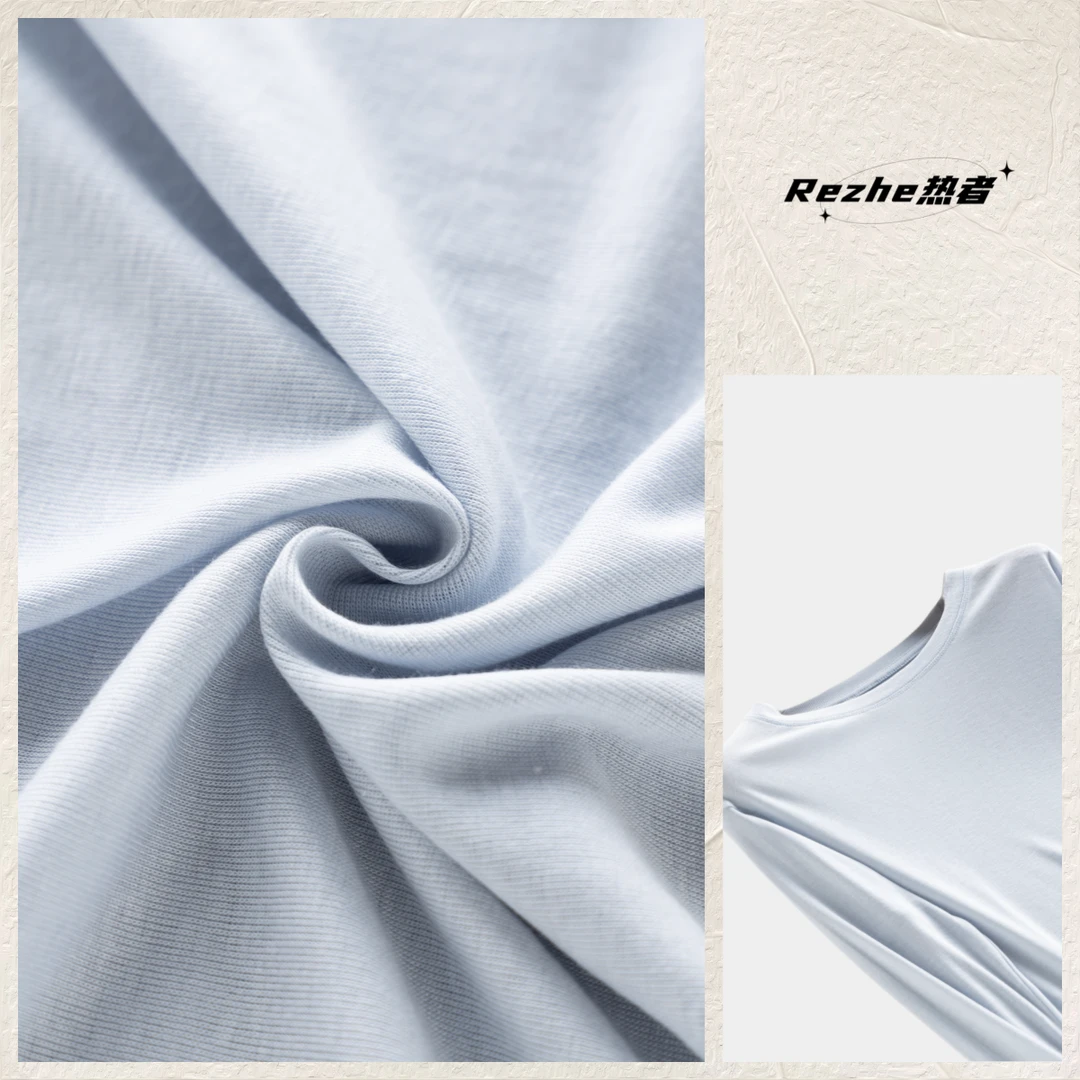 Rezhe热者春夏新款圆领休闲运动长T恤女士薄款宽松微透空调杉上衣