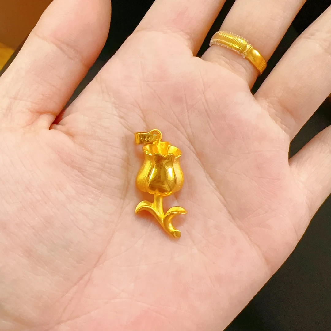 合金吊坠 闪砂光面玫瑰花吊坠