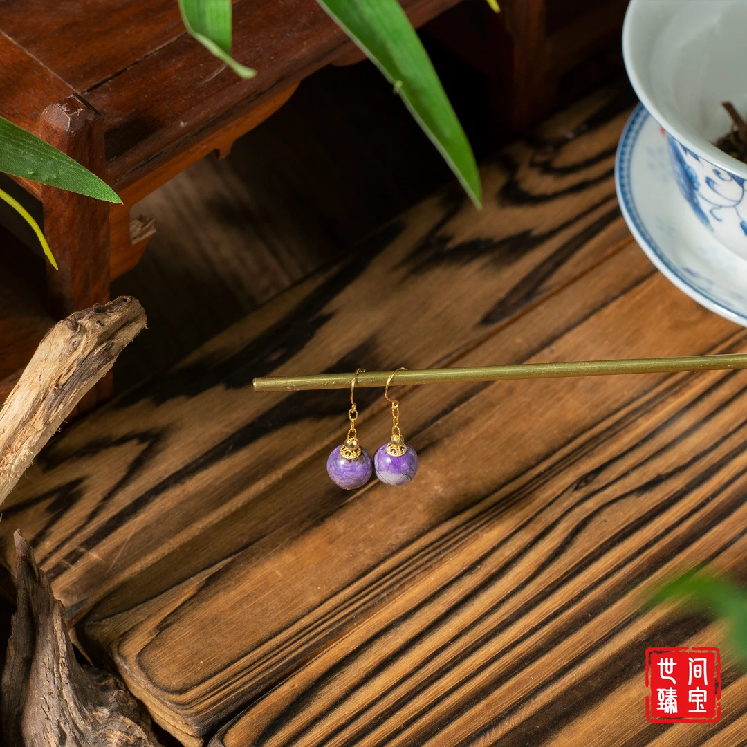 世间臻宝-迎春风丨18K金舒俱来圆珠耳钩/9mm+/多样性发一对/P3774