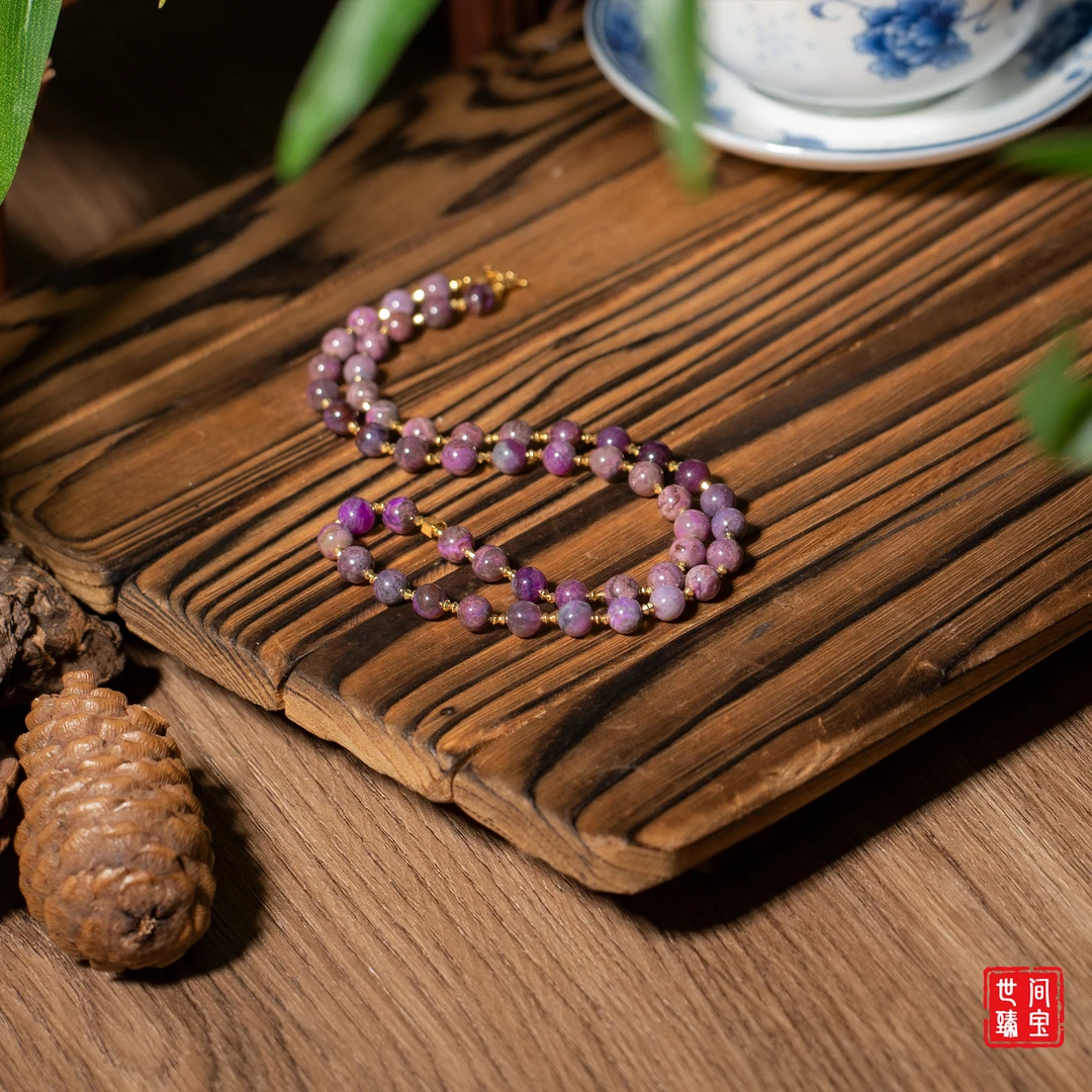 莳与丨18K金桃红舒俱来圆珠项链/长45cm/6mm+-/多样性发/P3337/17