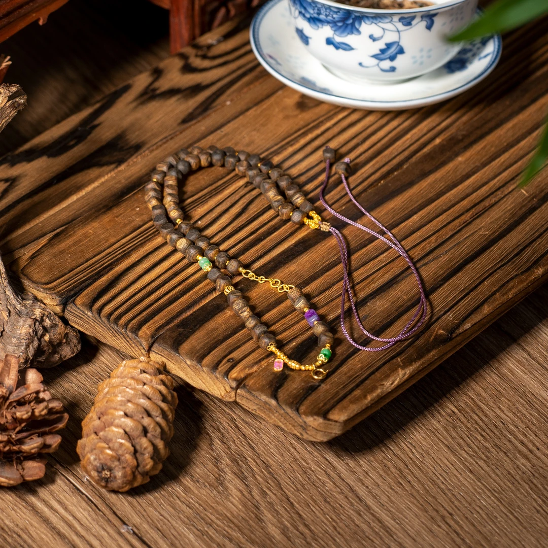 世间臻宝-雪青 | 紫棋楠九九沉DIY45cm万能链/多样性发/P3211/0