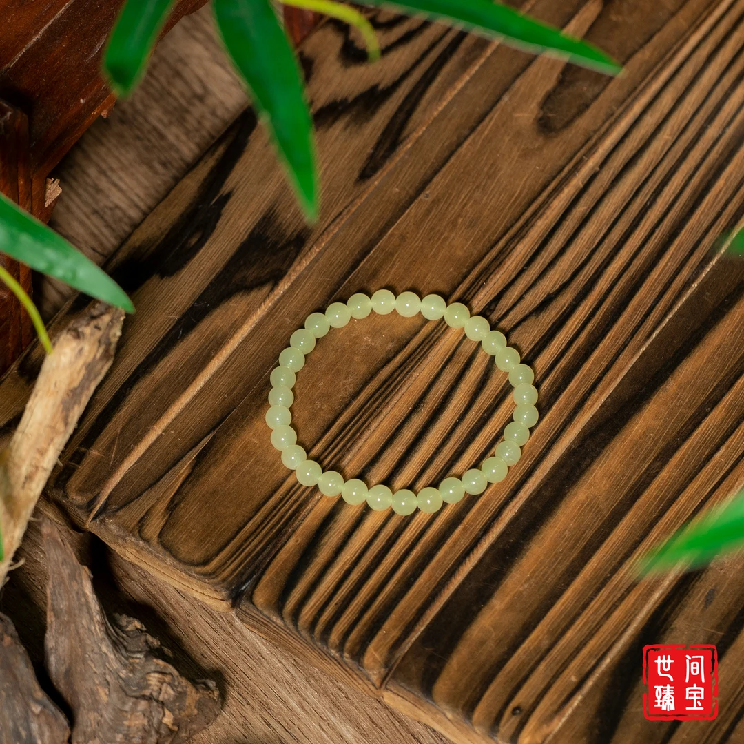 世间臻宝-鸡油黄丨黄口和田玉手串/6mm+-/多样性发/P3762