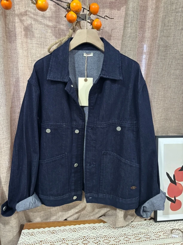 张张家～单宁色牛仔外套小个子女生秋冬百搭外套春秋长袖蓝色时尚