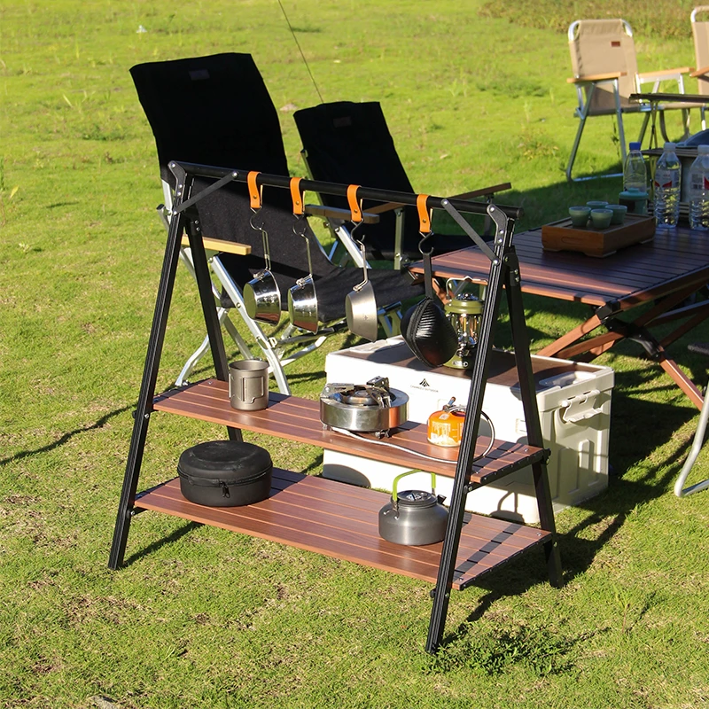 户外置物架露营用品装备三角挂架野营收纳架便携式铝合金折叠架子