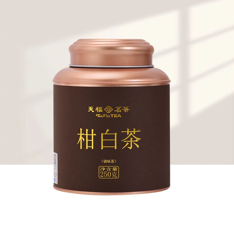 天福茗茶 广东新会柑皮白茶小青柑贡眉白茶散茶250g罐装