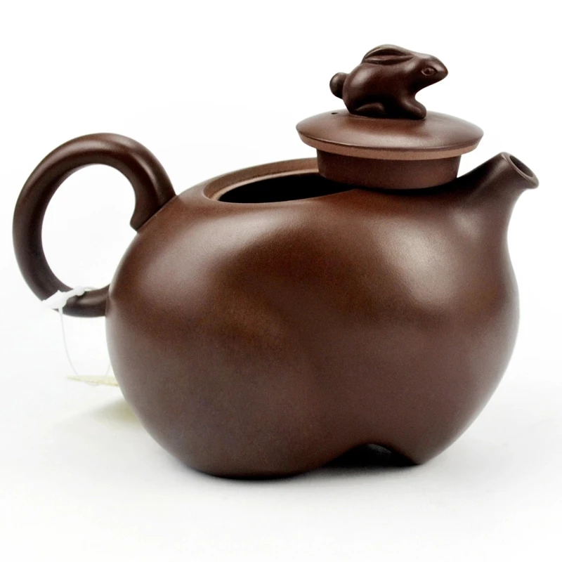 天福茗茶 陆羽紫砂扬眉兔气壶 生肖兔功夫茶具紫砂壶专业茶道210c