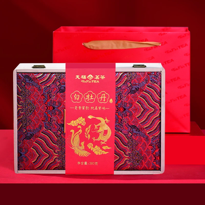 天福茗茶漫品白牡丹白茶 福鼎原产特级白茶 精美木箱礼盒装380g