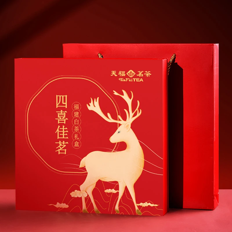 【精选茶礼】天福茗茶四喜佳茗白茶礼盒福鼎白茶贡眉400g茶礼