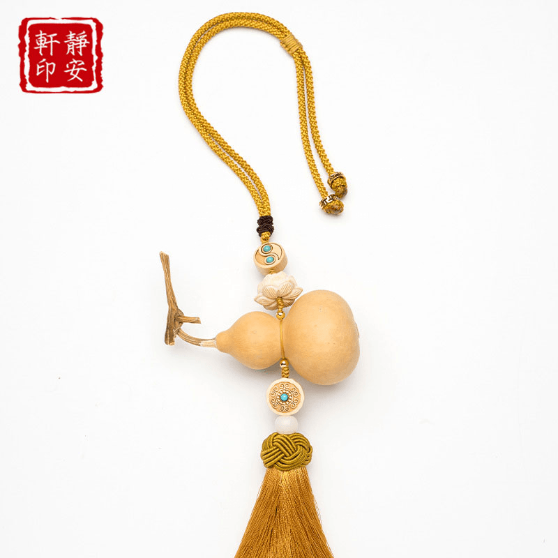 【静安轩】真葫芦黄杨木 莲花汽车挂件 福禄挂件饰品车挂菩提珠吉祥