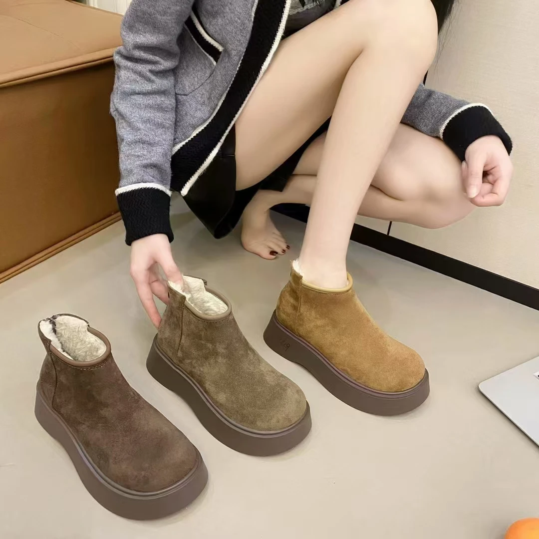 9619厚底增高勃肯鞋女马丁靴2024新款秋冬季加绒保暖雪地靴短靴